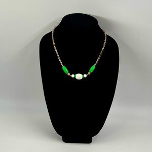 Vintage Avon Necklace Green and White Gold Tone